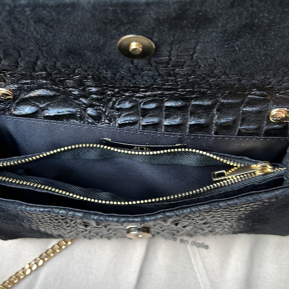 House Of Harlow 1960 Leather and Suede Alligator Clutch Crossbody - Picture 11 of 16
